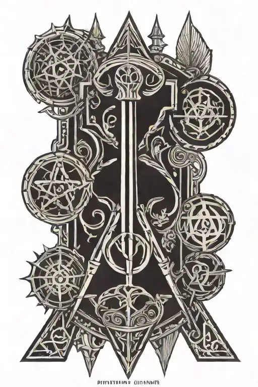 harry potter and percy jackson trident tattoo design idea