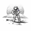 An astronaut playing a guitar on a lunar surface tattoo design idea