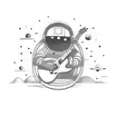 An astronaut playing a guitar on a lunar surface tattoo design idea