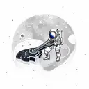 An astronaut playing a guitar on a lunar surface tattoo design idea