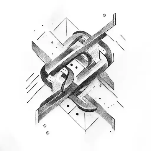 An abstract tattoo of parallel bars intertwined with a speeding race car tattoo design idea