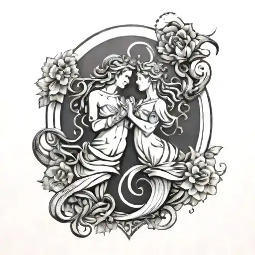 Virgo libra zodiac sign tattoo design idea