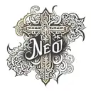 two names as a cross made tattoo design idea