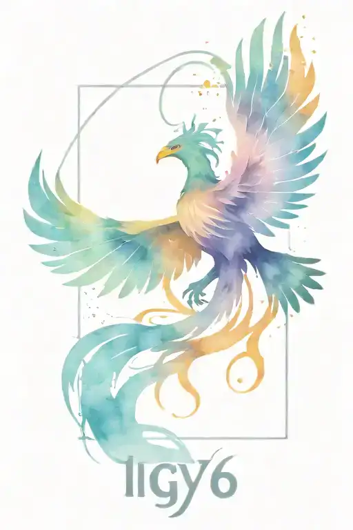 phoenix rising from the ashes,  with the text 'IGY6' us flag tattoo design idea