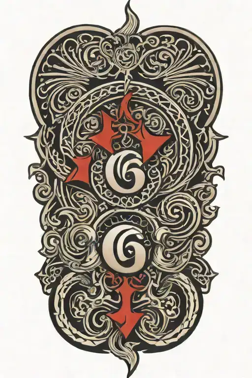 'IGY6' An intricate tattoo design featuring a blend of the IGY6 ';IGY6' symbol and us flag ;IGY6 tattoo design idea