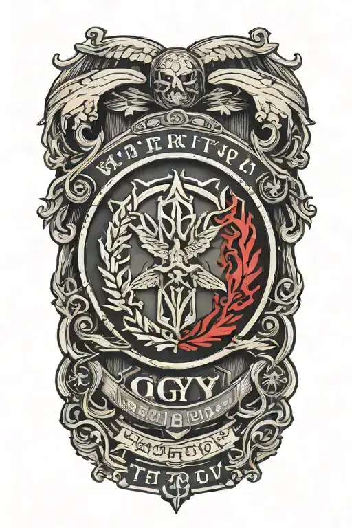 A tattoo design featuring the IGY6 symbol intertwined with elements of the US military insignia, representing strength and resilience tattoo design idea