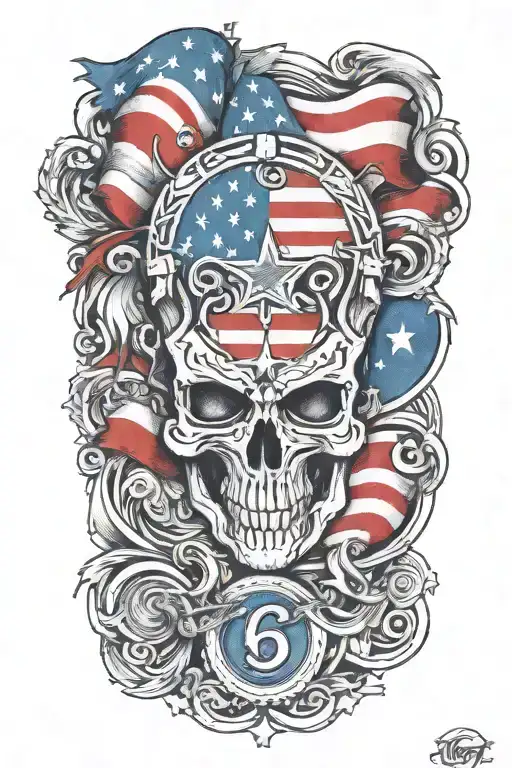 'IGY6' An intricate tattoo design featuring a blend of the IGY6 ';IGY6' symbol and us flag ;IGY6 tattoo design idea