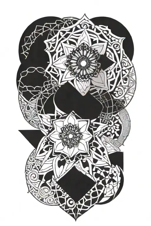Create a geometric mandala tattoo featuring text 'Preeya' name intertwined with intricate patterns tattoo design idea