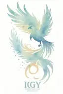 phoenix rising from the ashes,  with the text 'IGY6' us flag tattoo design idea