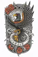 A phoenix rising from the ashes,  with the letters 'IGY6' us flag tattoo design idea