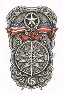 A tattoo design featuring the IGY6 symbol intertwined with elements of the US military insignia, representing strength and resilience tattoo design idea