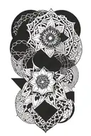 Create a geometric mandala tattoo featuring text 'Preeya' name intertwined with intricate patterns tattoo design idea