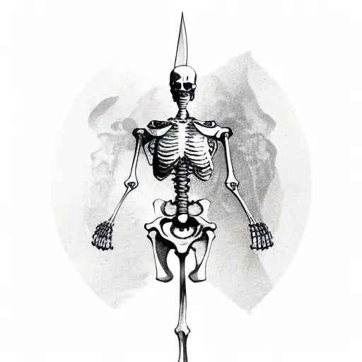 medieval full body skeleton tattoo design idea