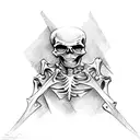 medieval skeleton chest piece tattoo design idea
