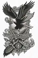 cross and eagle tattoo design idea