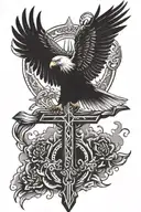 cross and eagle tattoo design idea