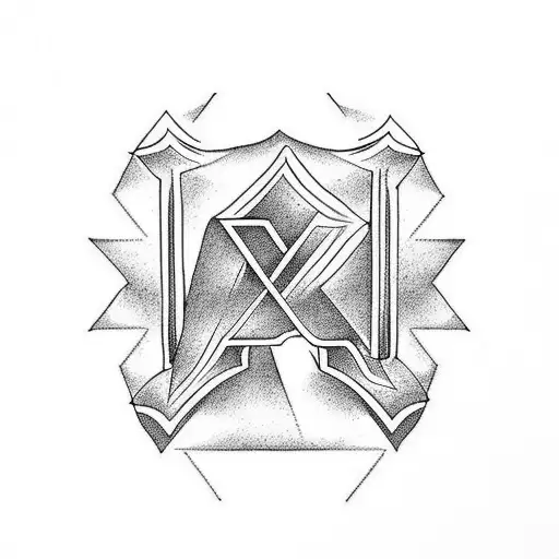 Mountain and 23rd letter of the Greek alphabet tattoo design idea