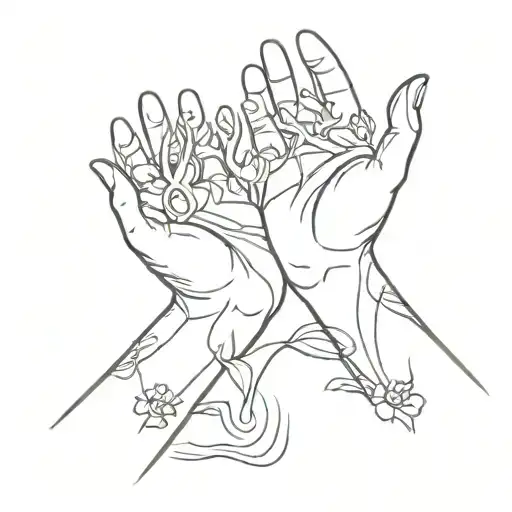 underwater hands holding tattoo design idea