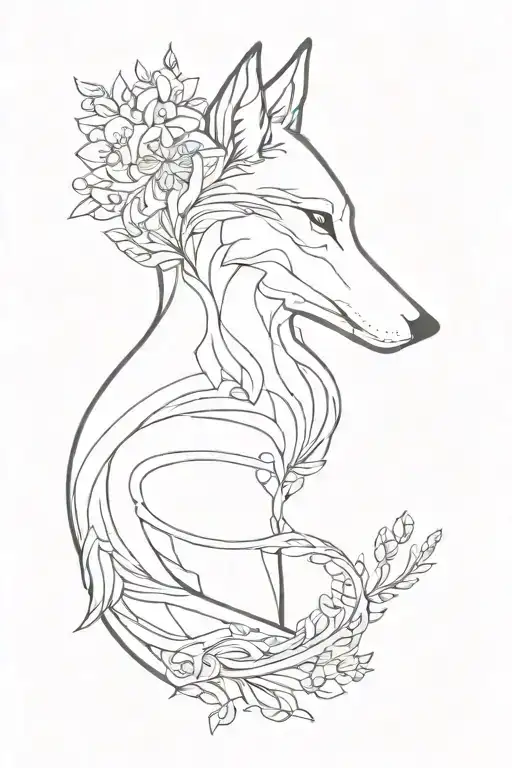 Minimalist, feminine and elegant tattoo design for the spine. I would like the design to include a wolf tattoo design idea