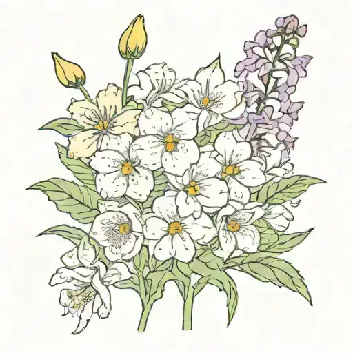 june and march birth flowers tattoo design idea