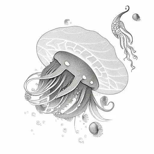 Sketch "Ponyo With Jellyfish" Tattoo Idea - BlackInk AI