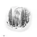 forest with a trail tattoo design idea