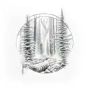 forest with a trail tattoo design idea