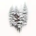 forest with a trail tattoo design idea