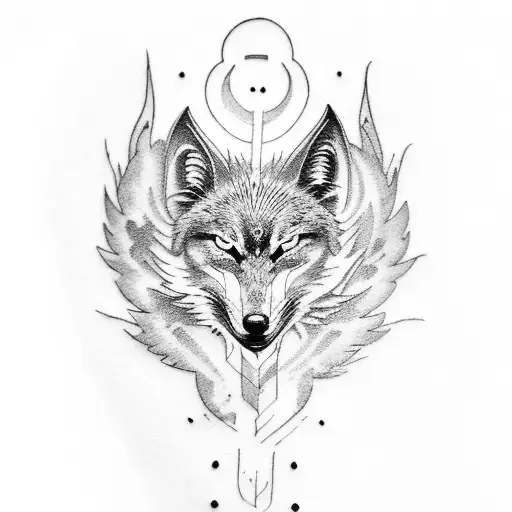 Phoenix  wolf tattoo design idea