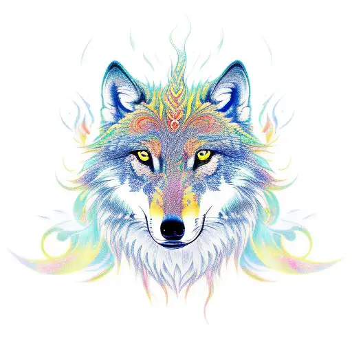Phoenix anda wolf tattoo design idea