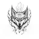 Phoenix  wolf tattoo design idea