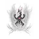 Phoenix anda wolf tattoo design idea