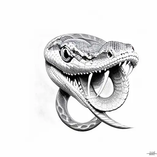 Snake open mouth  tattoo design idea