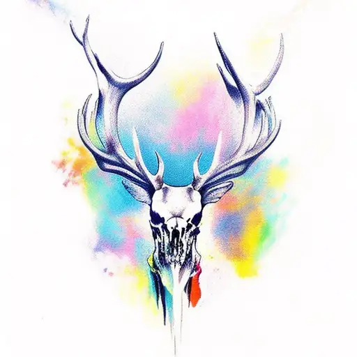 stag skull tattoo design idea