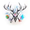 stag skull tattoo design idea