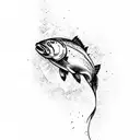 Design a tattoo that incorporates a majestic salmon swimming in an Alaskan wilderness tattoo design idea