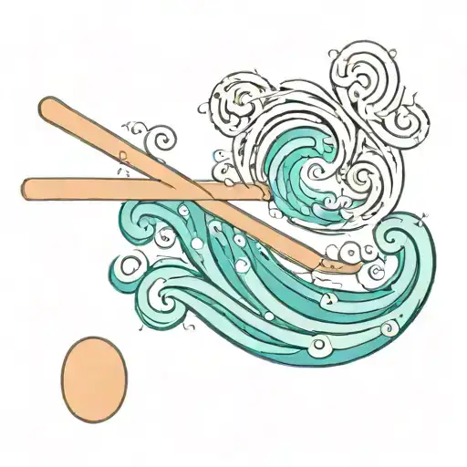 An oar with the Aquarius wave sign formed tattoo design idea