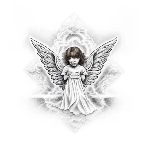 angels looking down on earth tattoo design idea