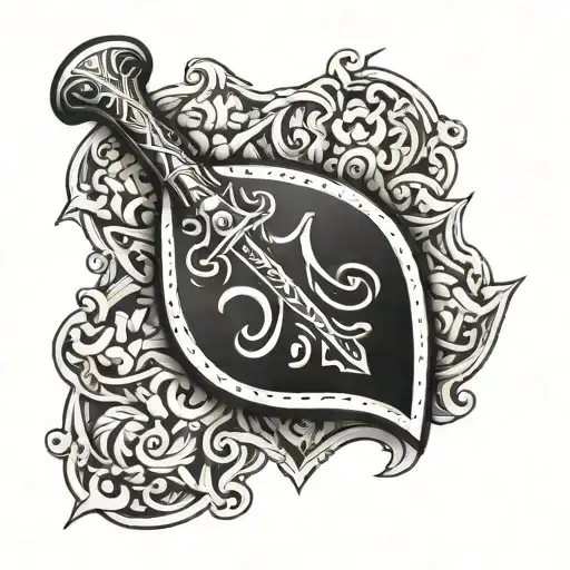 spade with leather tool work tattoo tattoo design idea