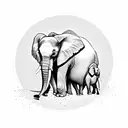 mother elephant with 3 babies  tattoo design idea