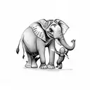 mother elephant with 3 babies  tattoo design idea