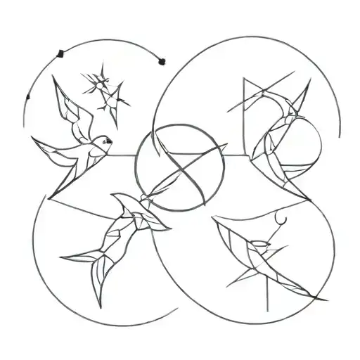 Sagittarius, Pisces, and Gemini symbol tattoo design idea