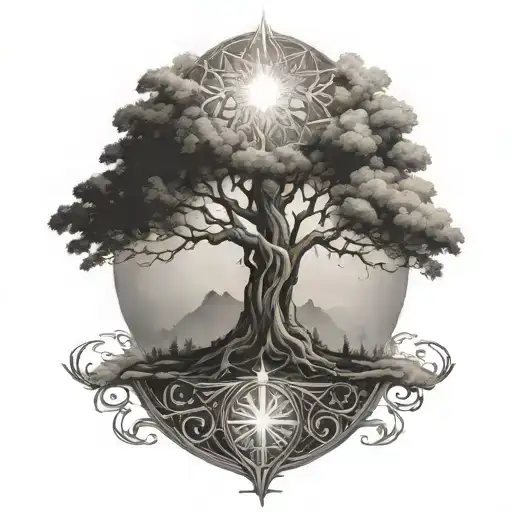Norse tree of light  tattoo design idea