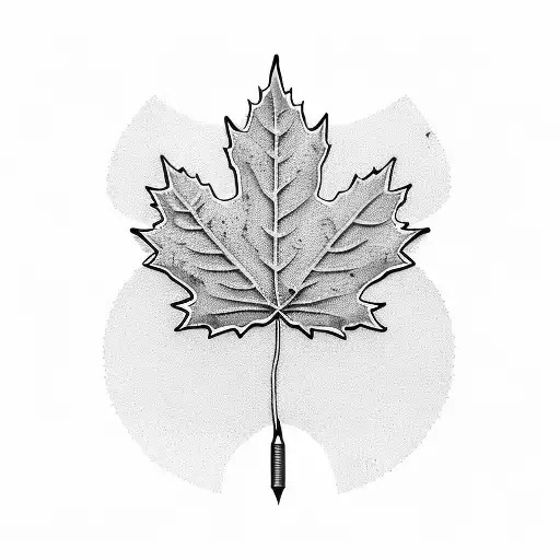 Maple Leaf with fishing rod and lacrosse stick tattoo design idea