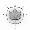 Maple Leaf with fishing rod and lacrosse stick tattoo design idea