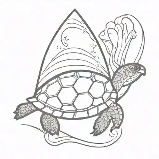 turtle on a surf board tattoo design idea