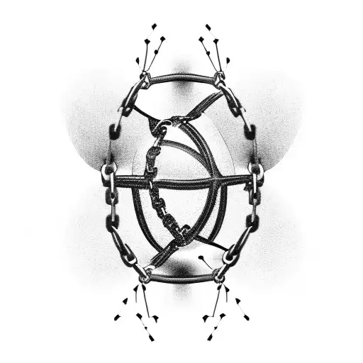 Football pitch with chains breaking free from the ground tattoo design idea