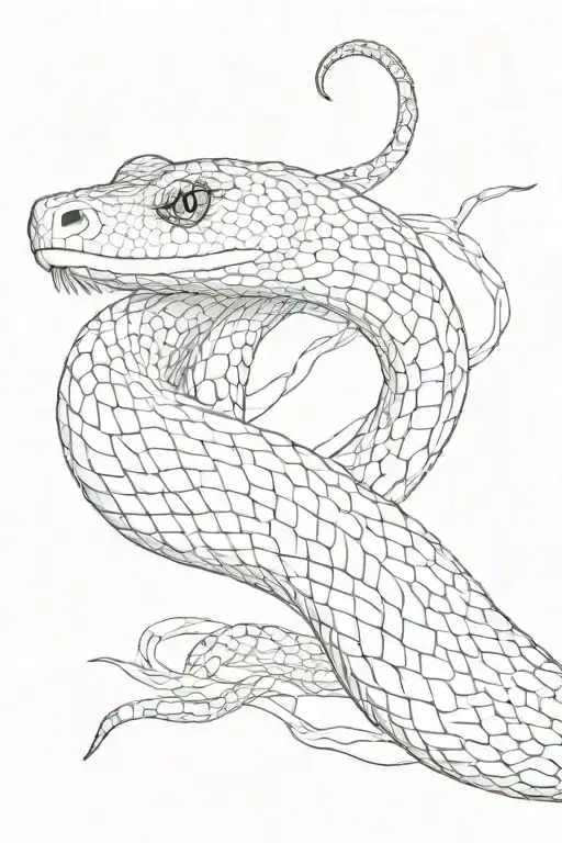 black and white tattoo on the forearm - a snake with visible scales, 15-20 cm tattoo design idea