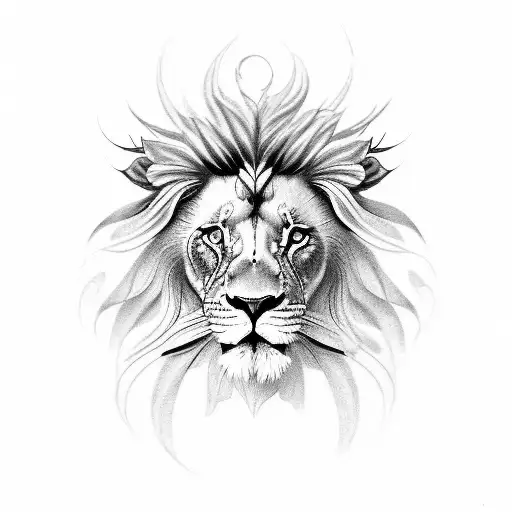 Butterfly lion tattoo design idea