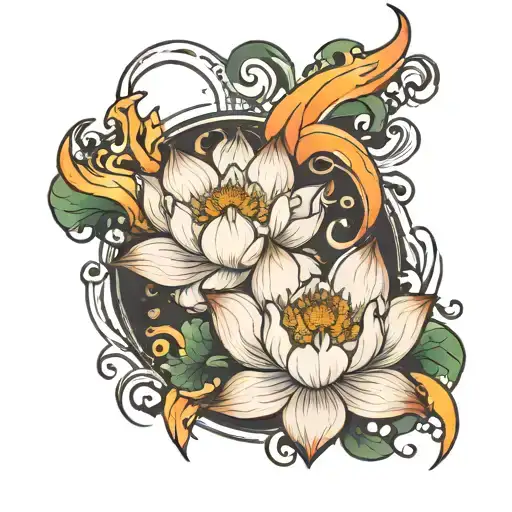 Lotus and fire surrounded tattoo design idea